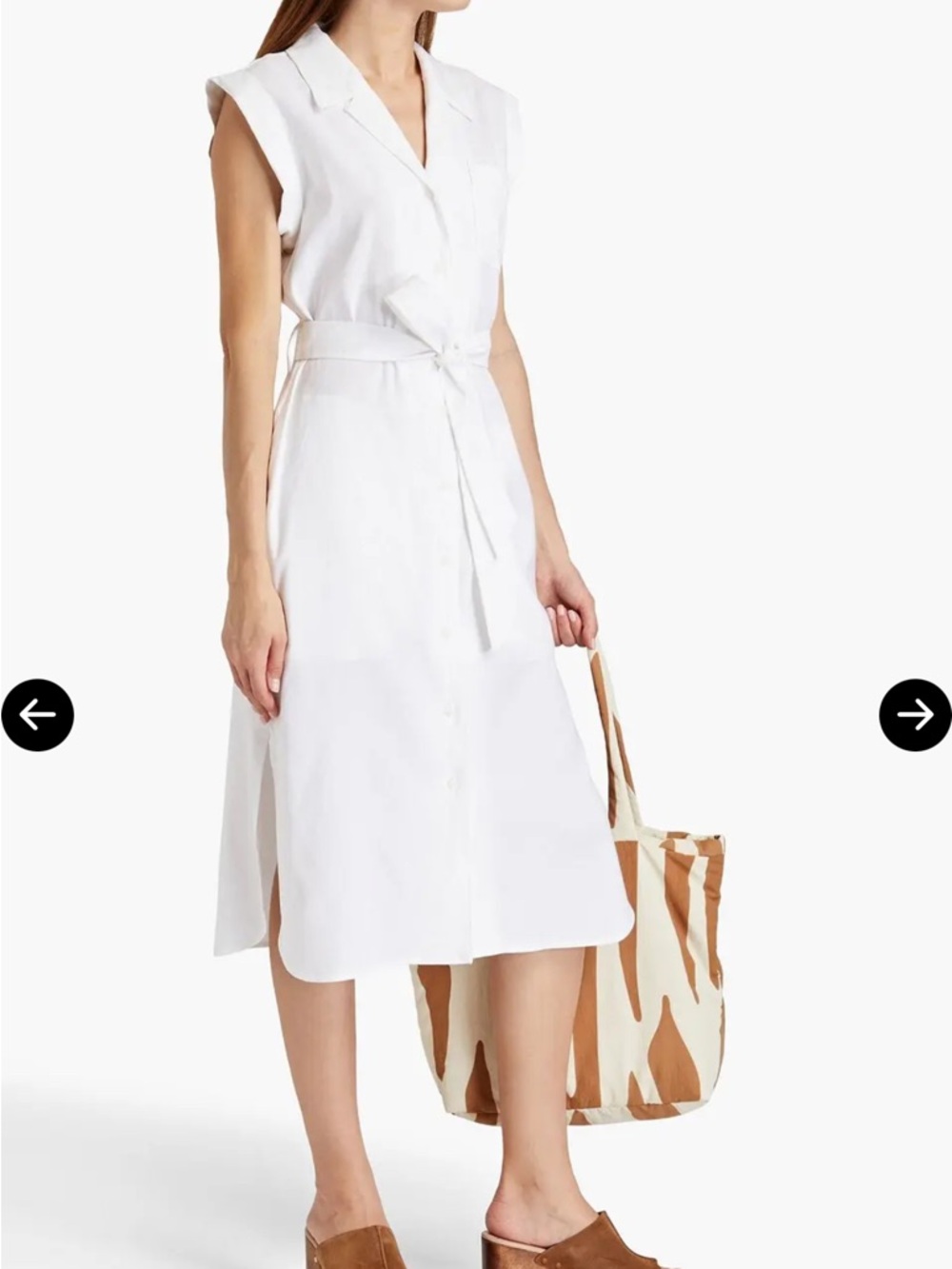 Rag & Bone Dress NWT size 4  White Button-Front Midi Dress linen blend